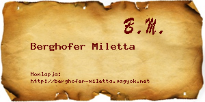 Berghofer Miletta névjegykártya